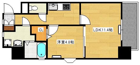 エスポアール庚午(1LDK/7階)の間取り写真
