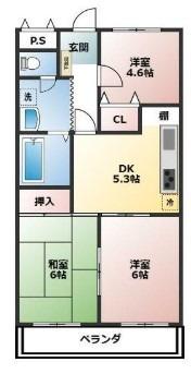 レイアップワン(3DK/1階)の間取り写真