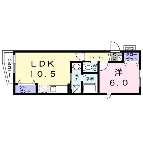 マノワール(1LDK/1階)の間取り写真