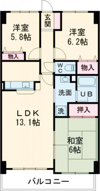 SQUARE今里(3LDK/4階)の間取り写真