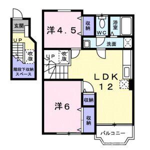 グラシューメゾン北館(2LDK/2階)の間取り写真