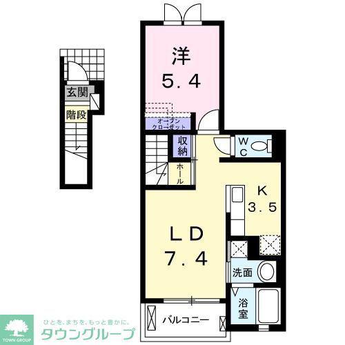 プラムヒルズI(1LDK/2階)の間取り写真