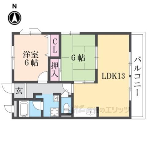 RIVER ANNE(2LDK/5階)の間取り写真