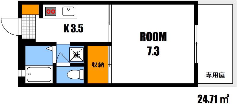 セフィラSSK A棟(1K/2階)の間取り写真