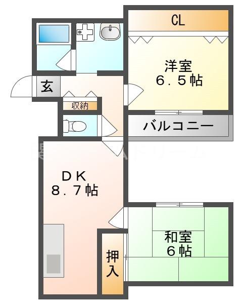 新橋ハーバー(2DK/4階)の間取り写真
