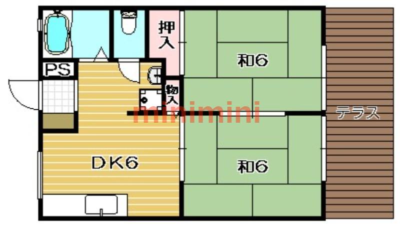 エクセレント高槻D棟(2DK/1階)の間取り写真