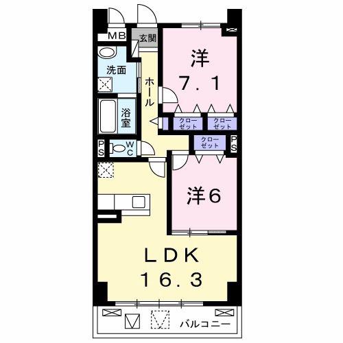 ムーンヒルズ大阪(2LDK/10階)の間取り写真