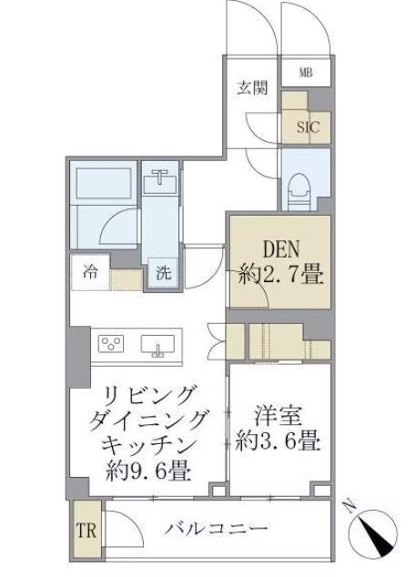 ラペルラ目黒東山II(1SLDK/1階)の間取り写真