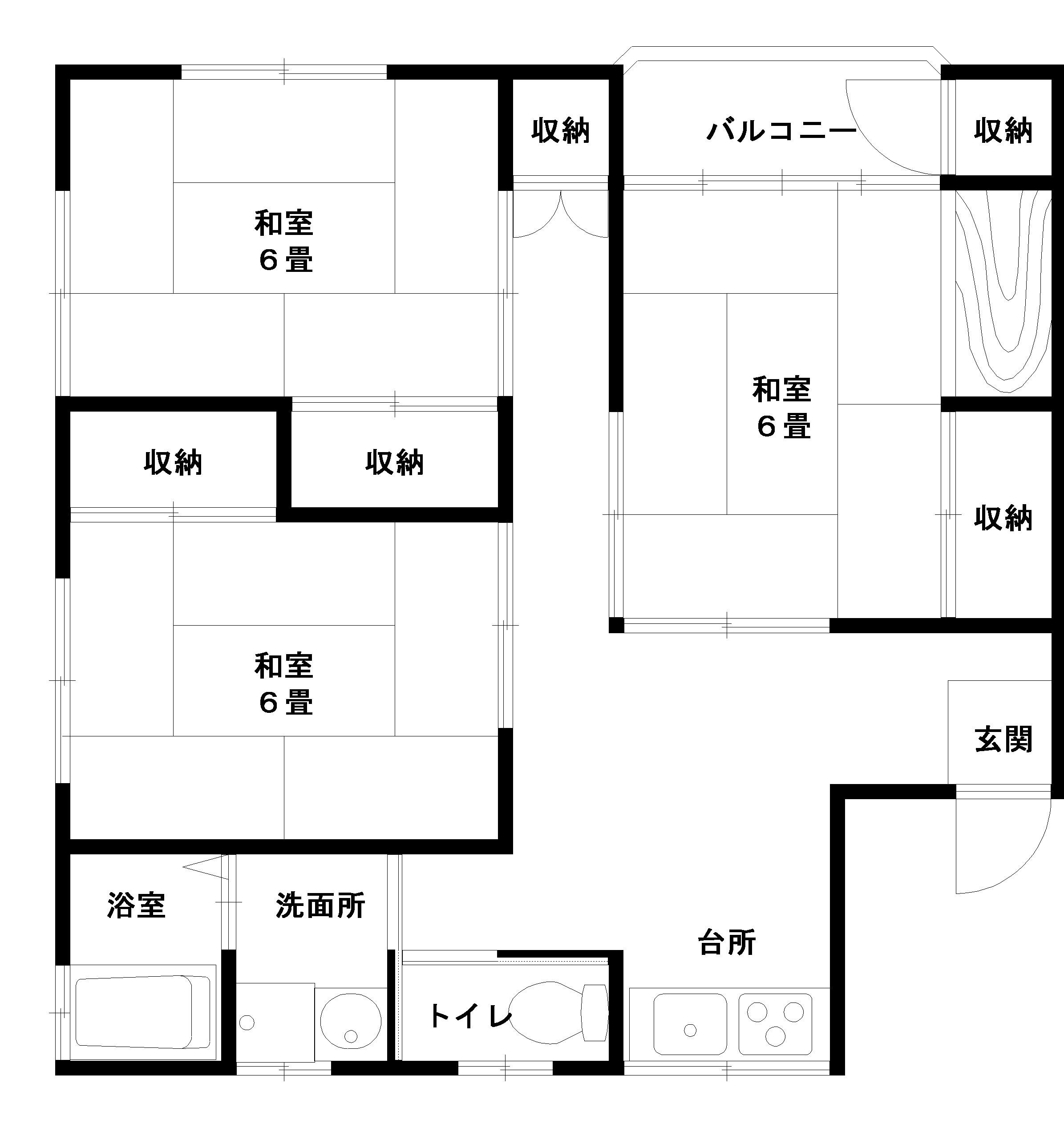 シャトル天童 C(3DK/1階)の間取り写真