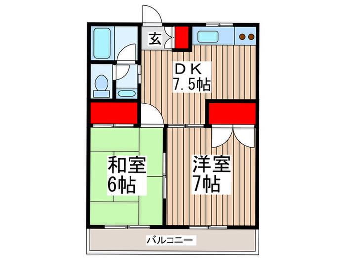 サンヒルズ柏(2DK/3階)の間取り写真
