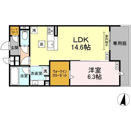 CENTURY GROVE 守山(1LDK/1階)の間取り写真