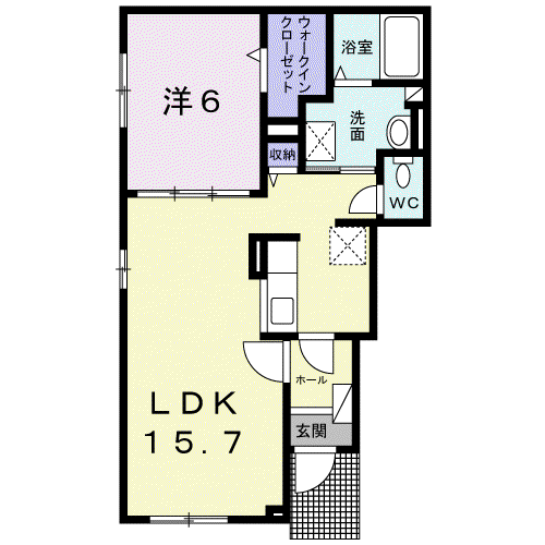 滝川市新町1丁目1LDKアパート(1LDK/1階)の間取り写真