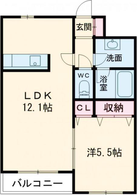 グランフィル紫竹山(1LDK/1階)の間取り写真
