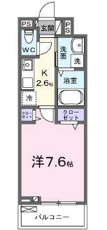 ウエスト PRIMARY(1K/3階)の間取り写真
