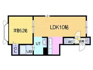 ヴィラ船見坂C棟(1LDK/1階)の間取り写真