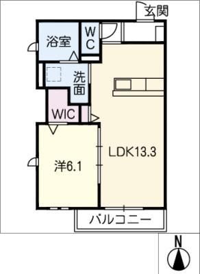 ミライエ(1LDK/2階)の間取り写真