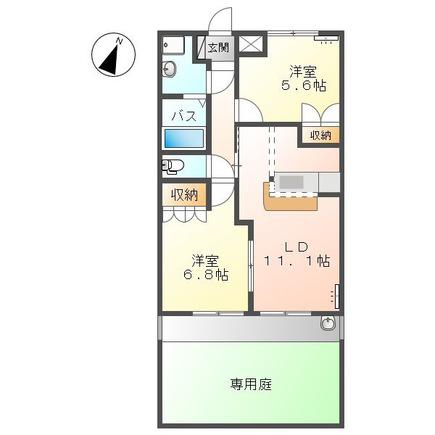 カサ・ベルデI 2LDK(2LDK/1階)の間取り写真