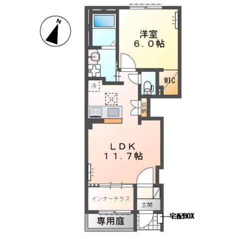 サンプレスII(1LDK/1階)の間取り写真