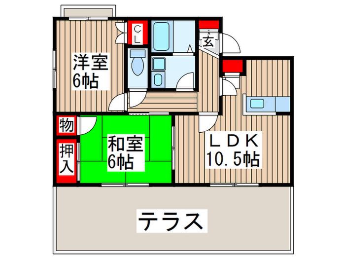 ジルメゾン神明(2LDK/1階)の間取り写真