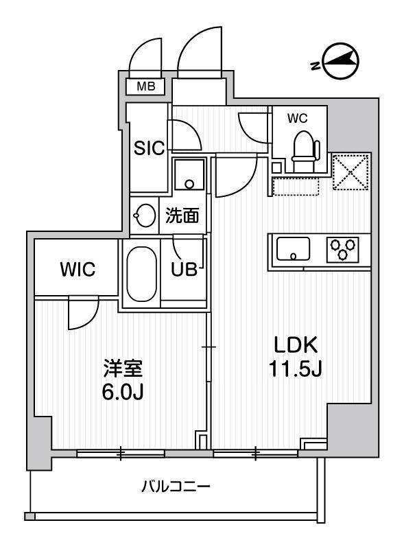 S-RESIDENCE新御徒町CHIARO(1LDK/5階)の間取り写真