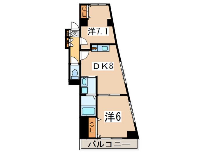リバフィールド(2DK/2階)の間取り写真