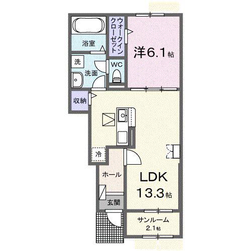 アレーズA(1LDK/1階)の間取り写真