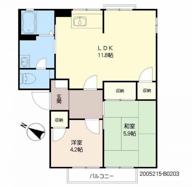 ファミール真木B棟(2LDK/2階)の間取り写真