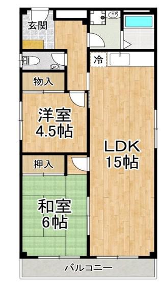 サンクレスト杉村(2LDK/1階)の間取り写真