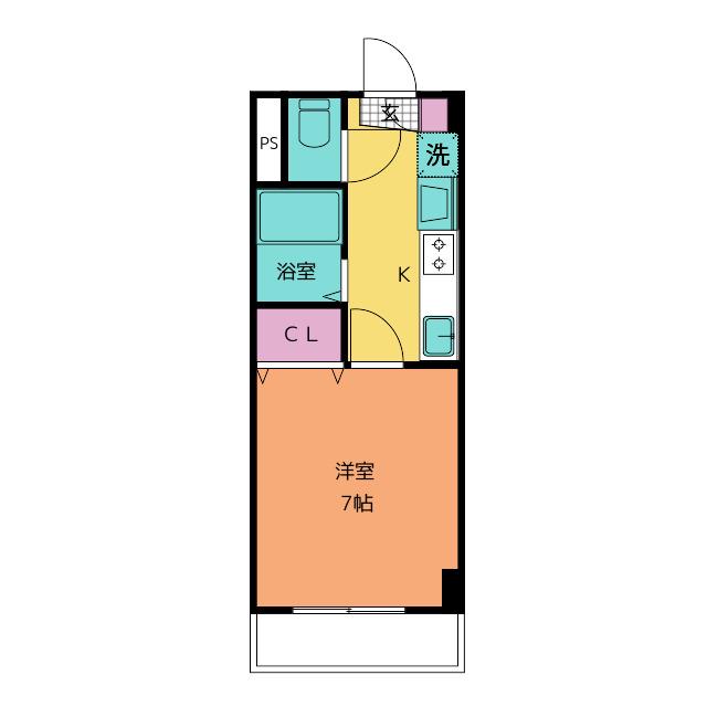 アーバンS脇田町(1K/7階)の間取り写真