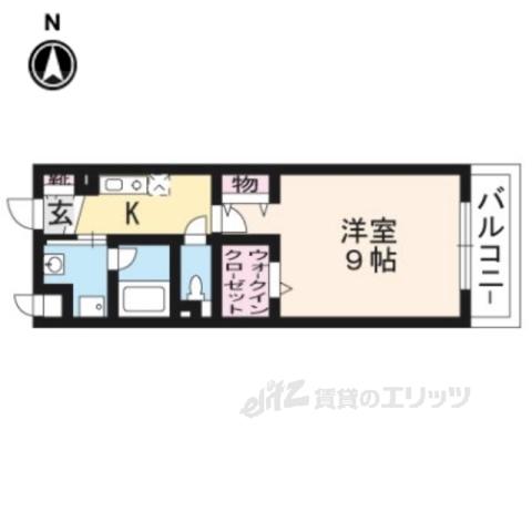 地下鉄烏丸線 北大路駅 徒歩23分 3階建 築18年(1K/3階)の間取り写真