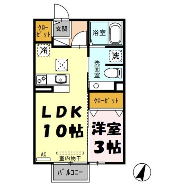 ボナールの杜(1LDK/1階)の間取り写真