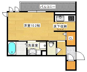 シャルール(ワンルーム/2階)の間取り写真