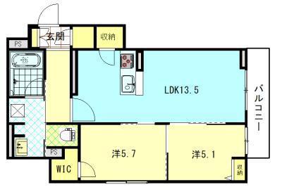 セレーノ八橋(2LDK/2階)の間取り写真