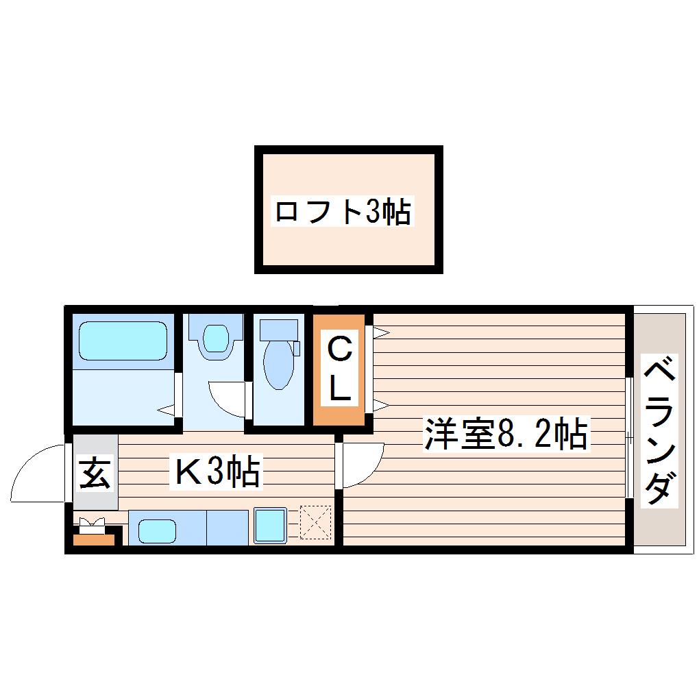 カーサ吉岡南(1K/1階)の間取り写真