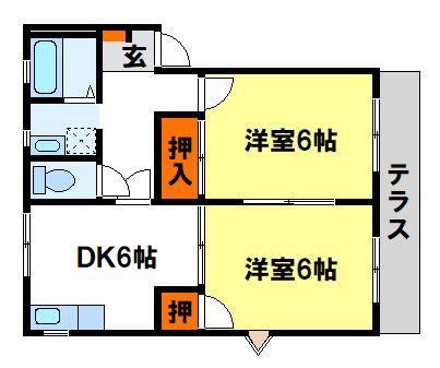 エトルリア110(2DK/1階)の間取り写真