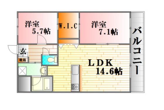 アメニティ御薗宇参番館(2LDK/2階)の間取り写真