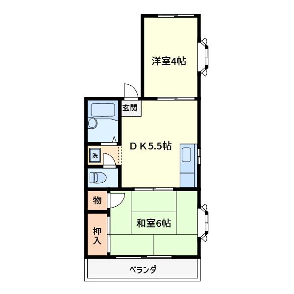 桜コーポ(2DK/2階)の間取り写真