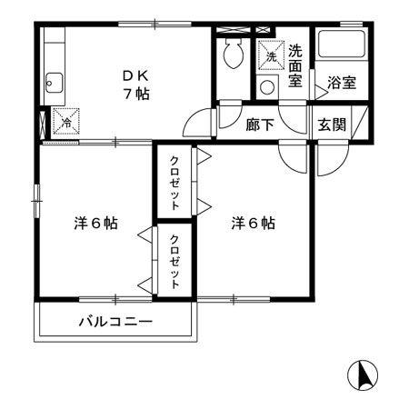 グランモア泉南(2DK/2階)の間取り写真