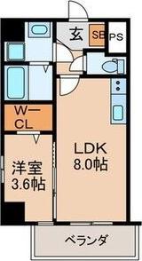 KAUNIS LUSSO(1LDK/4階)の間取り写真