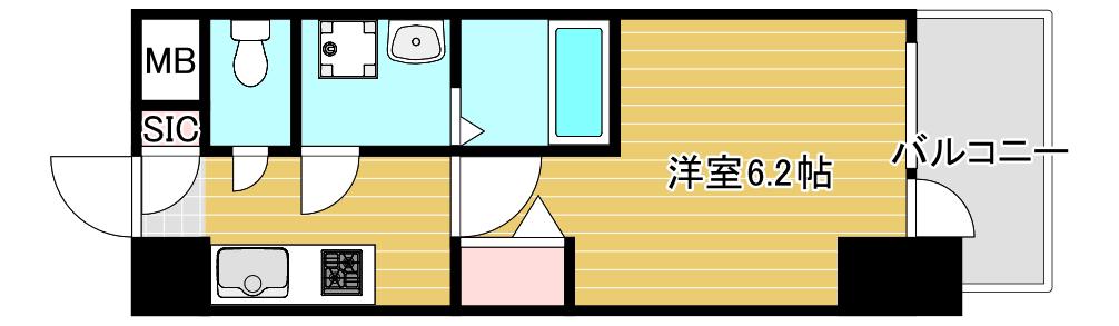 エスリード難波グレイス(1K/7階)の間取り写真