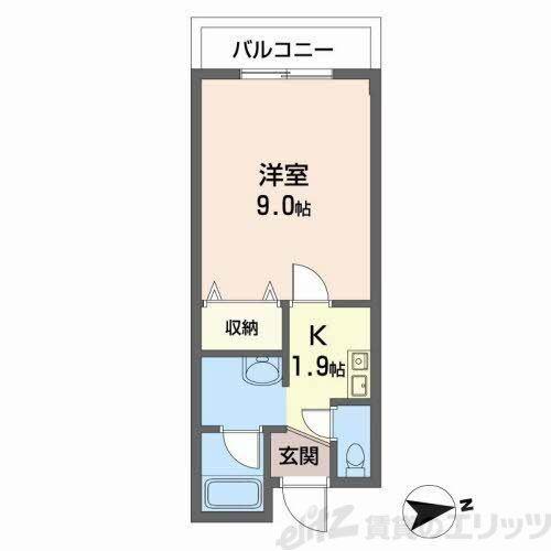 ヴェルドミールAO(1K/1階)の間取り写真