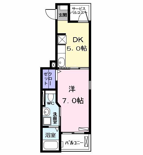 メゾンF(1DK/3階)の間取り写真