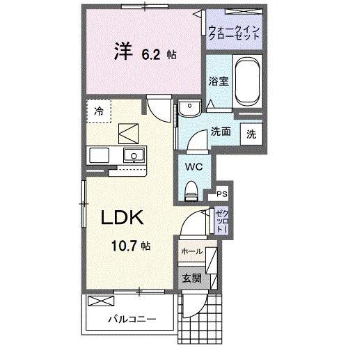 ヴァン シュヴァルV(1LDK/1階)の間取り写真