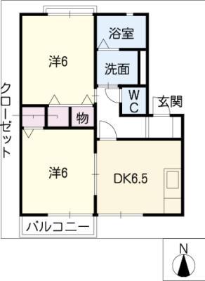 メゾン・ド・ソレイユC棟(2DK/2階)の間取り写真