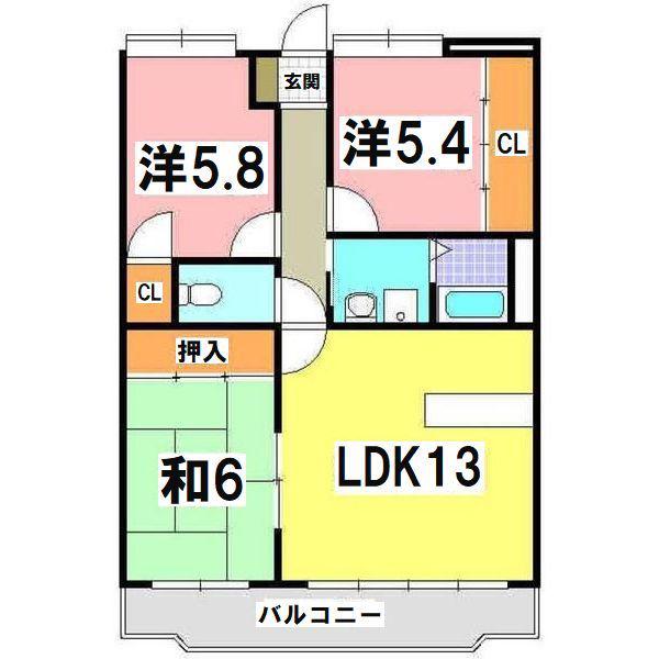 メゾンド・ソレーユ(3LDK/2階)の間取り写真