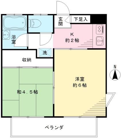 コーポ藤(2K/3階)の間取り写真