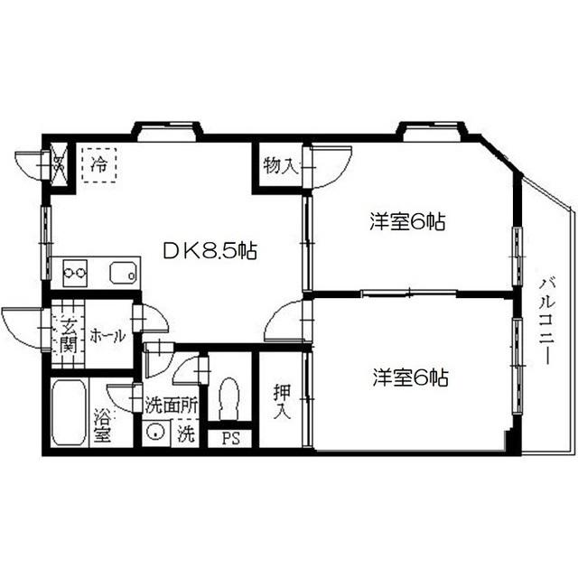 ライムかいぬま(2DK/2階)の間取り写真