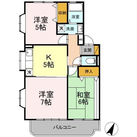 コンフォール稲荷前(3K/3階)の間取り写真