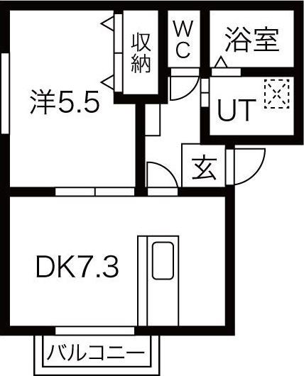 サン・FRIENDSいしい(1DK/2階)の間取り写真