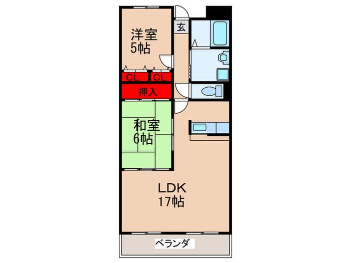 シューベリアヒラノ(2LDK/6階)の間取り写真